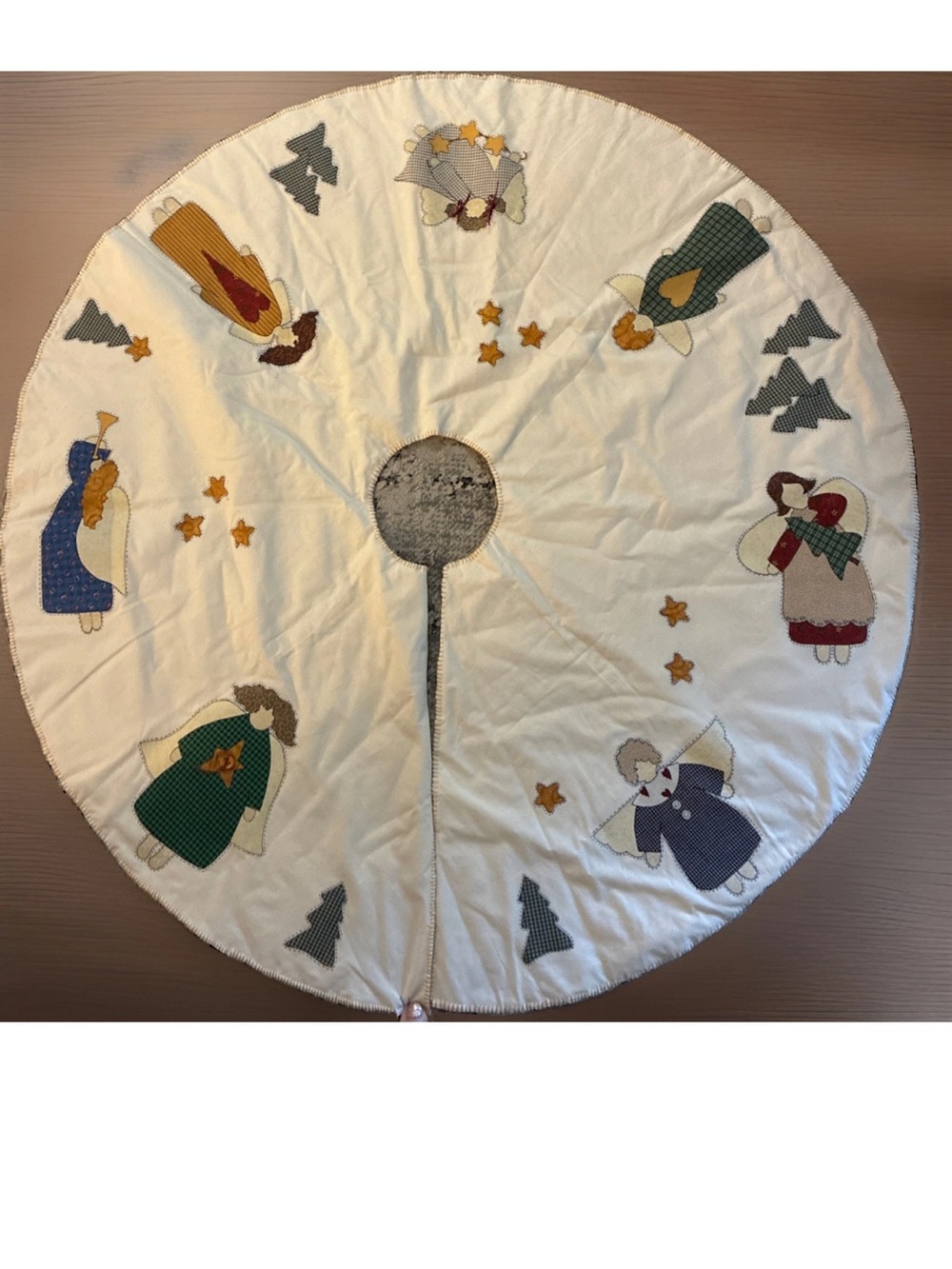Vintage Angel Themed Christmas Tree Skirt Hand Made